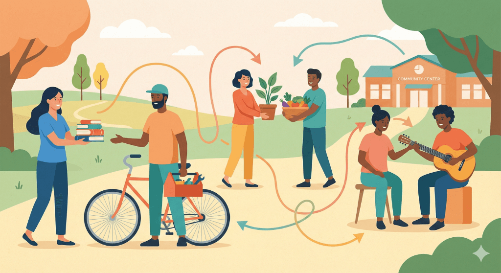 Community members connecting and sharing